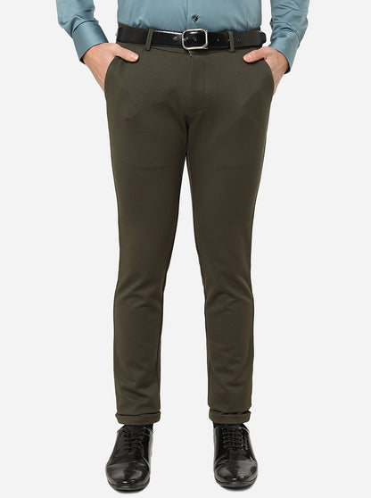 Green Solid Slim Fit Club Wear Trouser | JB Studio