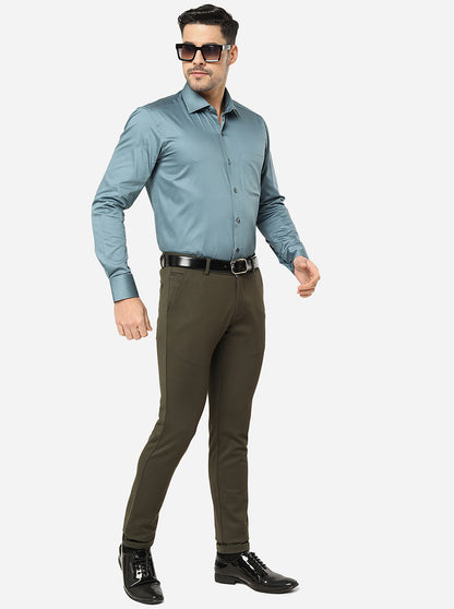 Green Solid Slim Fit Club Wear Trouser | JB Studio