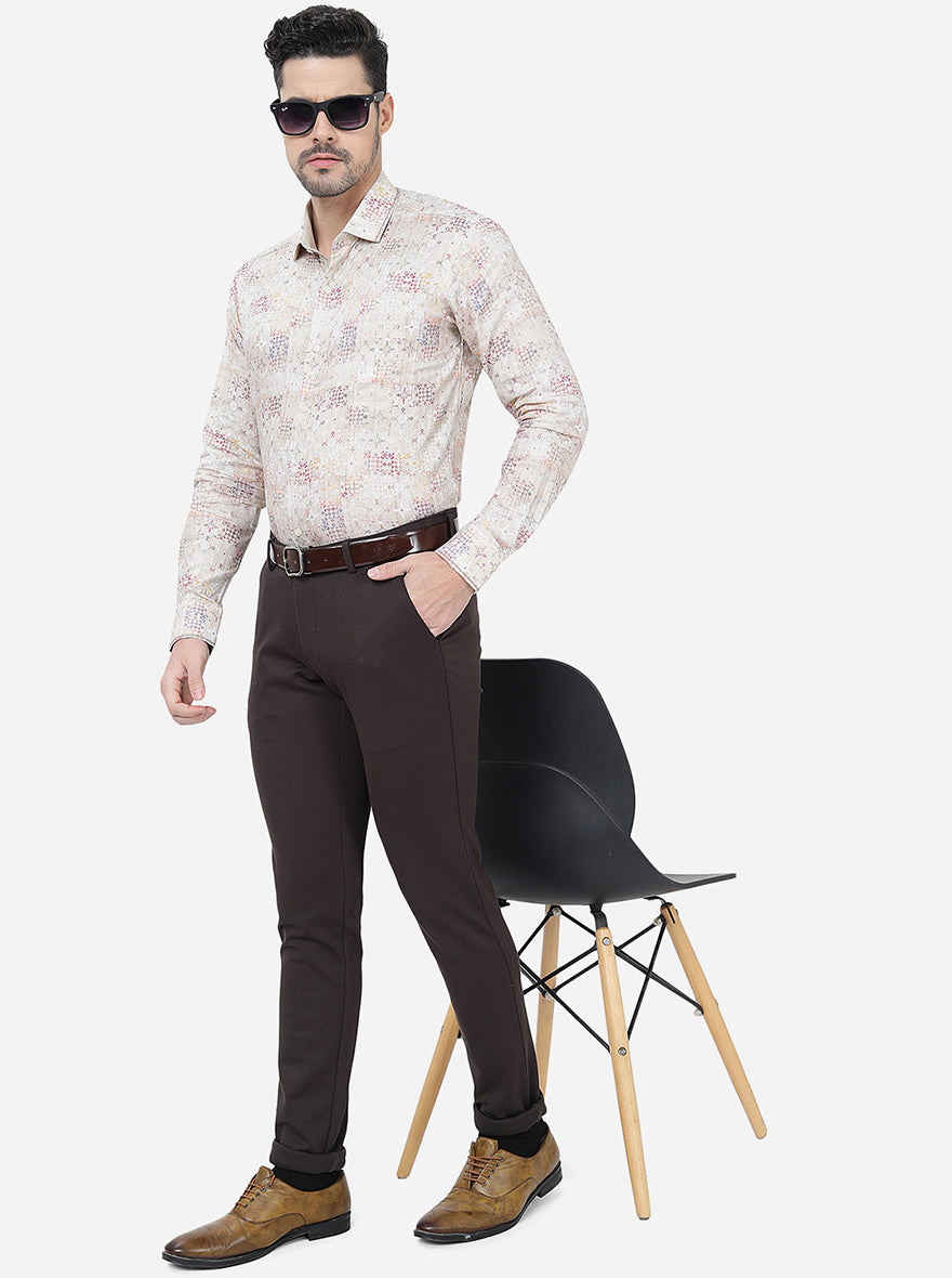 Coffee Brown Solid Slim Fit Club Wear Trouser | JB Studio