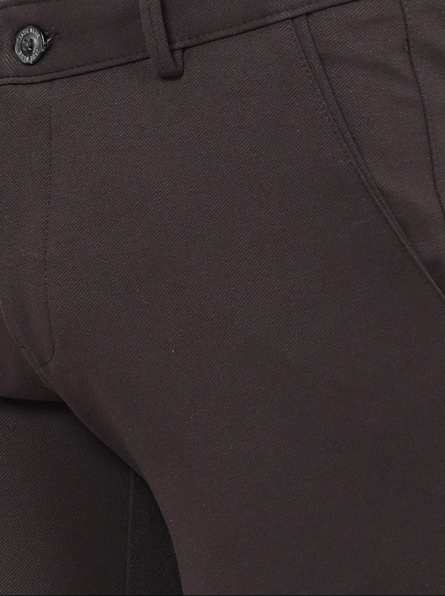Coffee Brown Solid Slim Fit Club Wear Trouser | JB Studio