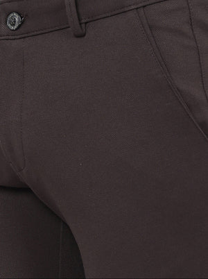 Coffee Brown Solid Slim Fit Club Wear Trouser | JB Studio