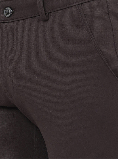 Coffee Brown Solid Slim Fit Club Wear Trouser | JB Studio