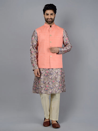 Coral Peach Bandhgala Jacket | Azania