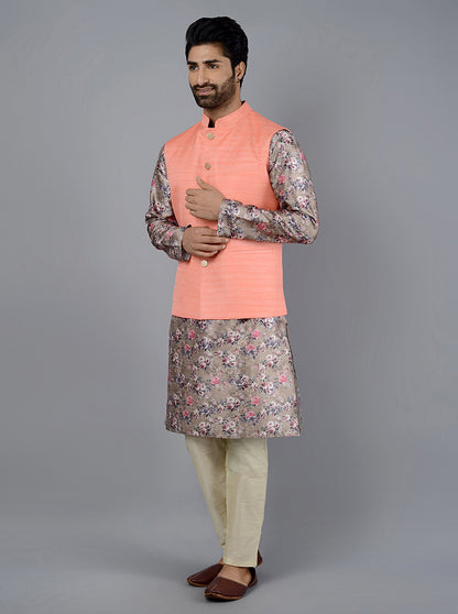 Coral Peach Bandhgala Jacket | Azania