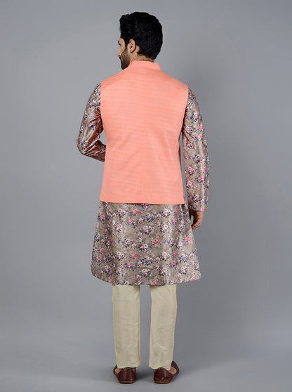 Coral Peach Bandhgala Jacket | Azania