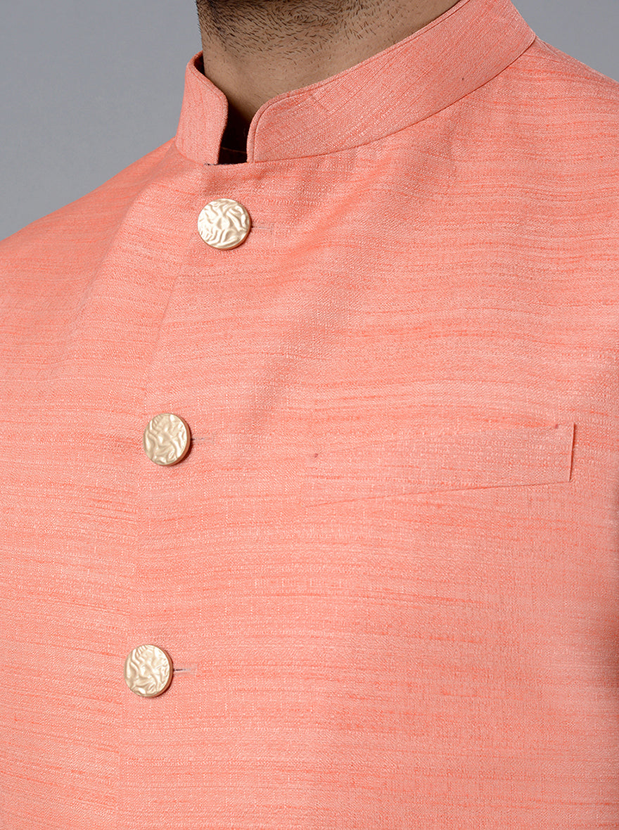 Coral Peach Bandhgala Jacket | Azania