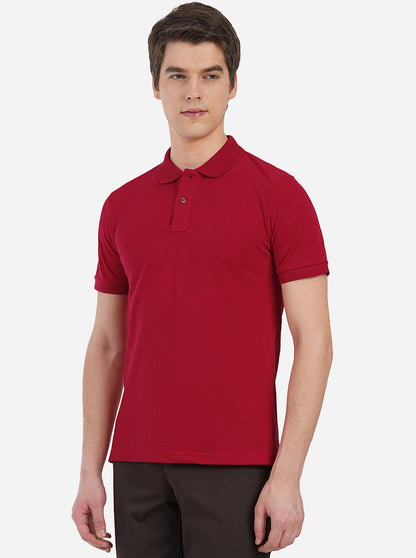 Red Solid Slim Fit Polo T-Shirt | Greenfibre
