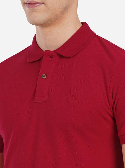 Red Solid Slim Fit Polo T-Shirt | Greenfibre