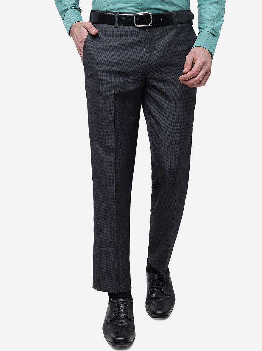 Buy Men Black Mid Rise Check Co-ord Pants Online In India