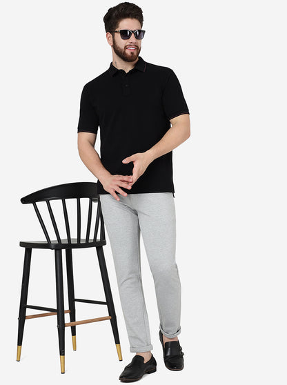 Steel Grey Solid Venice Fit Casual Trouser | JadeBlue