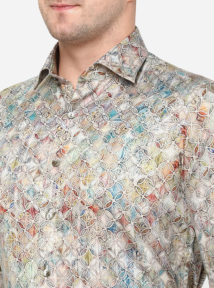 Multicolor Printed Slim Fit Party Wear Shirt | Wyre