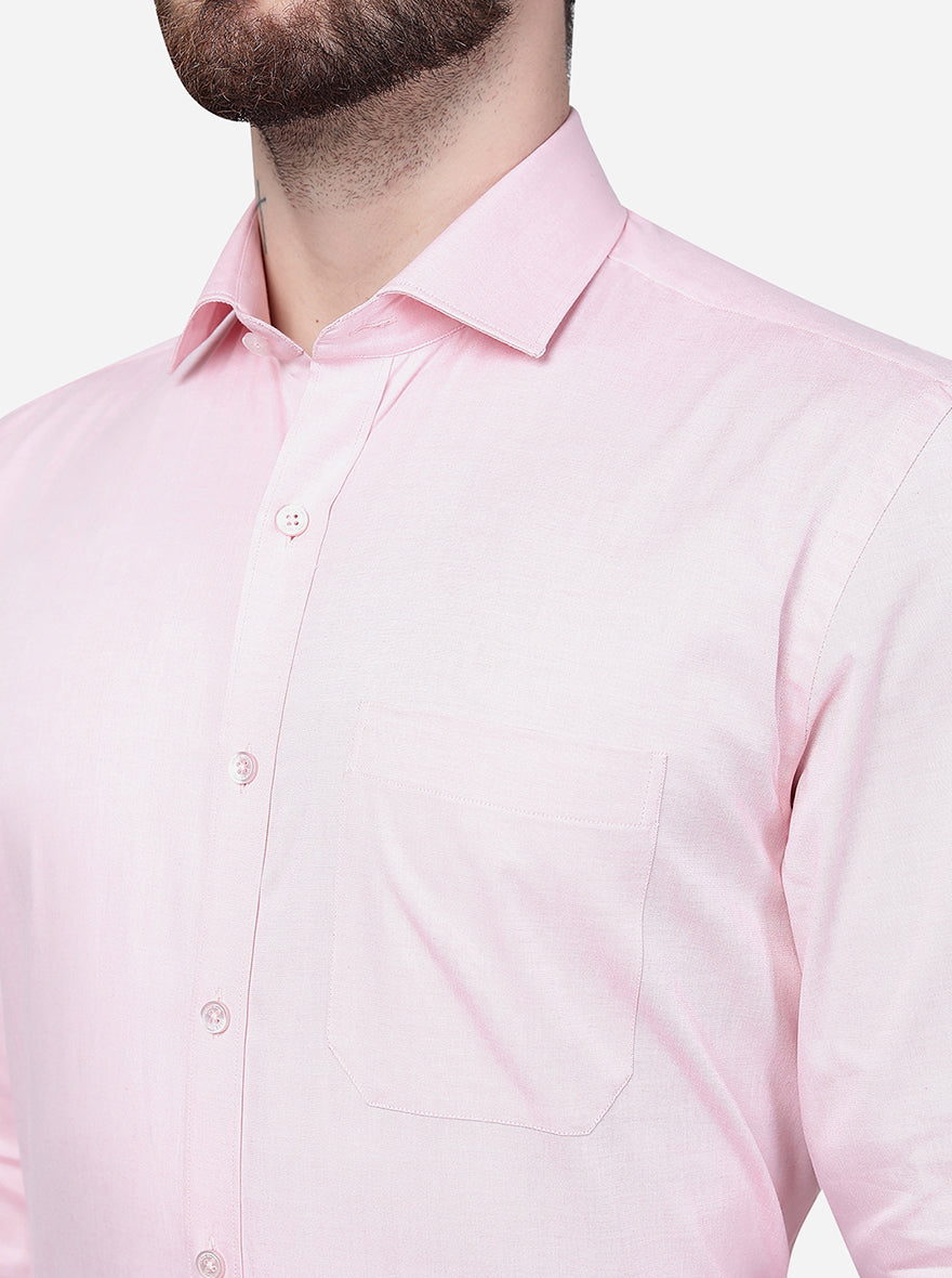 Pink Solid Regular Fit Formal Shirt | JadeBlue