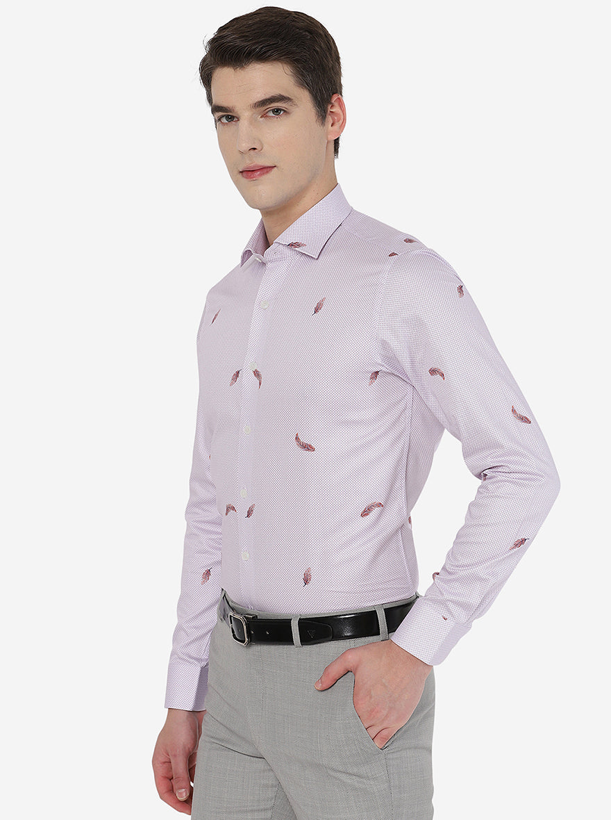 Purple Printed Slim Fit Party Wear Shirt | Wyre