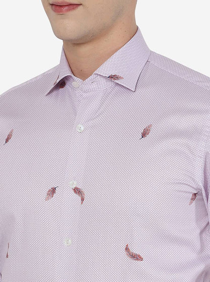 Purple Printed Slim Fit Party Wear Shirt | Wyre