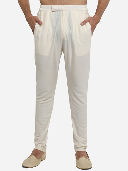 Cream Solid Regular Fit Aligadhi | Azania