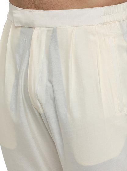 Cream Solid Regular Fit Aligadhi | Azania
