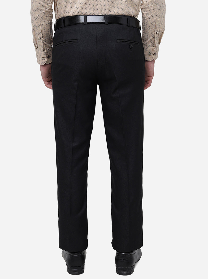 Comfy Black Solid Slim Fit Formal Trouser | Metal