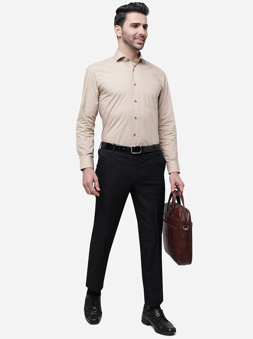 Comfy Black Solid Slim Fit Formal Trouser | Metal