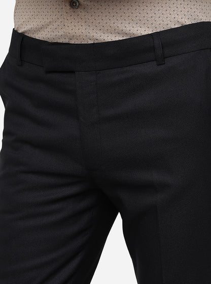 Comfy Black Solid Slim Fit Formal Trouser | Metal