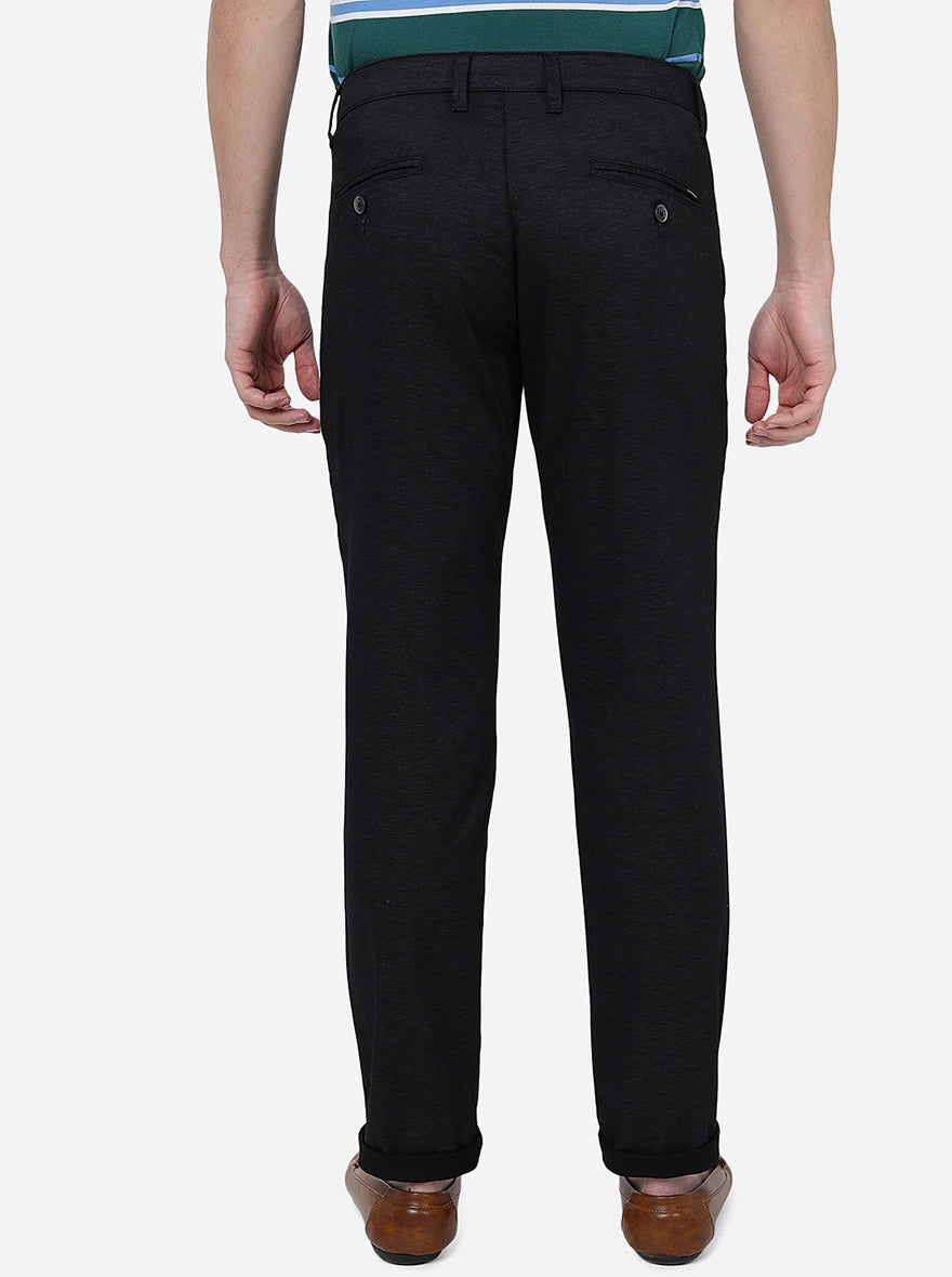 Black Solid Neo Fit Casual Trouser | Greenfibre