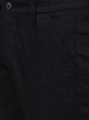 Black Solid Neo Fit Casual Trouser | Greenfibre
