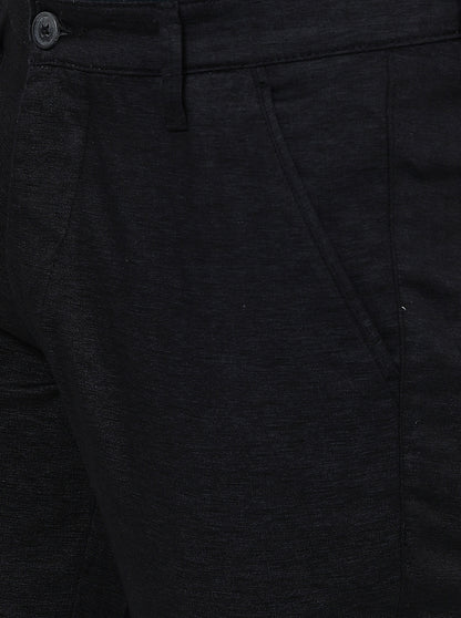 Black Solid Neo Fit Casual Trouser | Greenfibre
