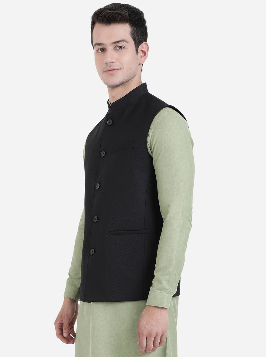 Black Checked Modi Jacket | JadeBlue