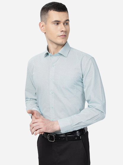 Green Printed Regular Fit Formal Shirt | JadeBlue