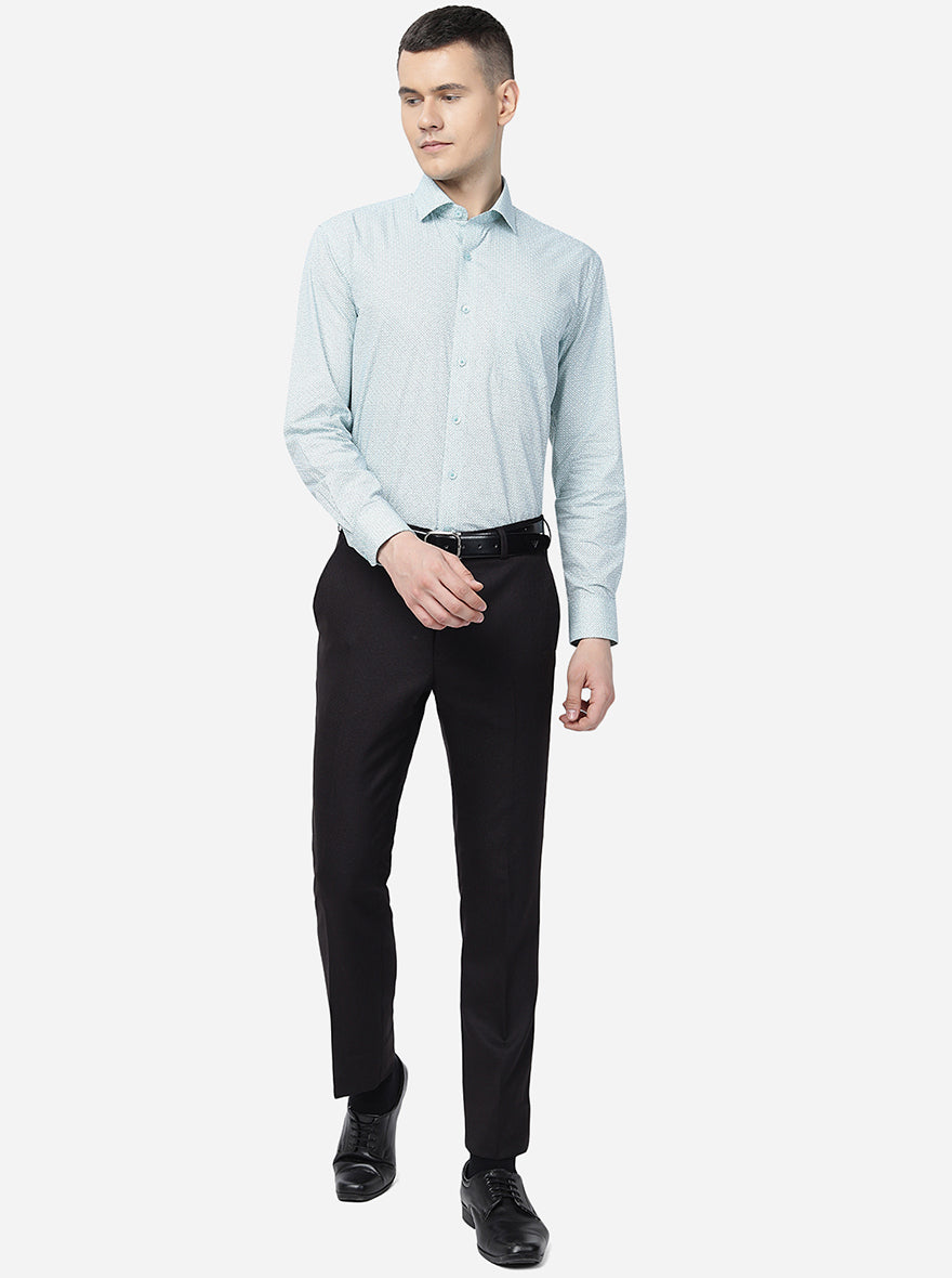 Green Printed Regular Fit Formal Shirt | JadeBlue