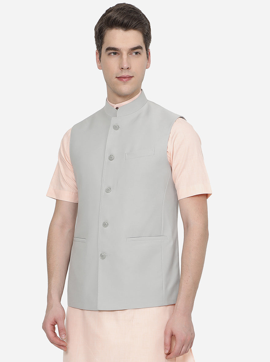 Grey Solid Modi Jacket | JadeBlue