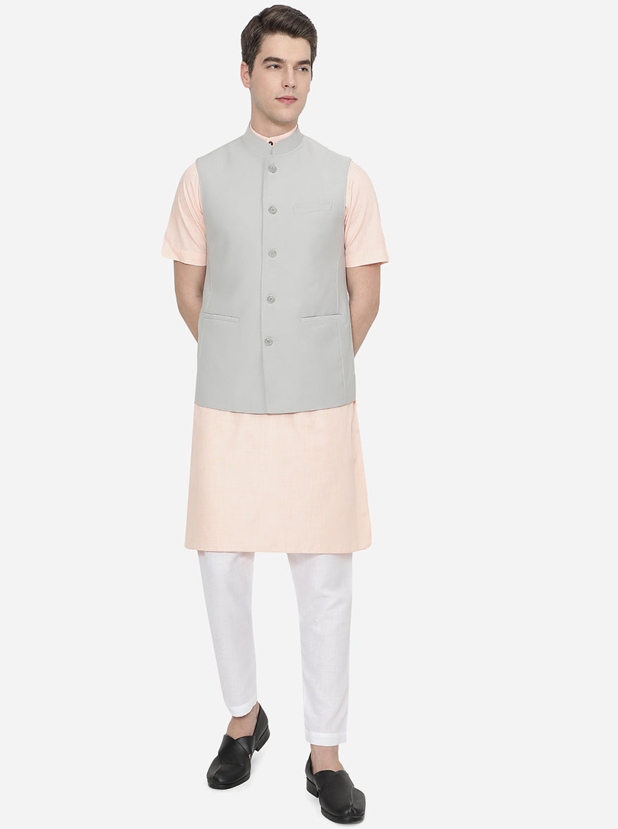 Grey Solid Modi Jacket | JadeBlue