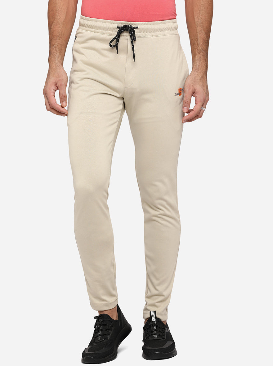 Beige Solid Regular Fit Track Pants | JadeBlue