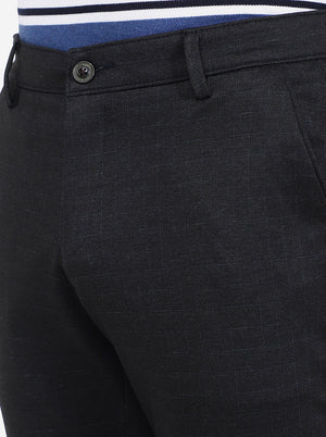 Navy Blue Solid Venice Fit Casual Trouser | Jadeblue