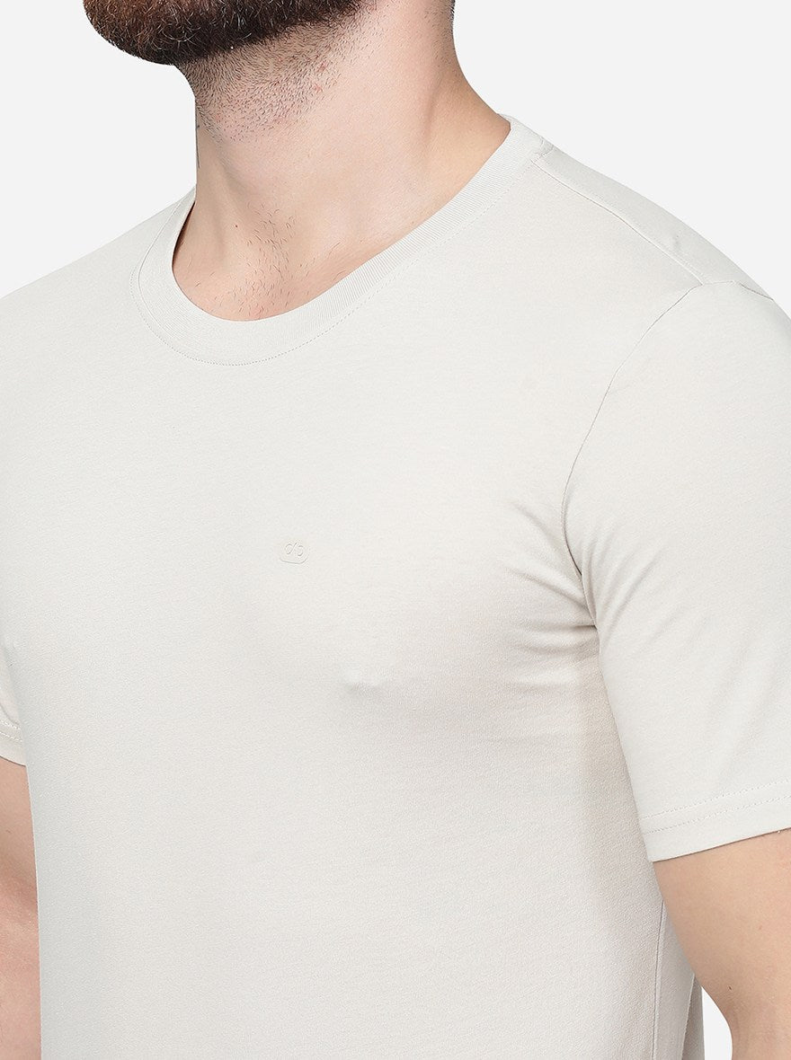 Grey Solid Slim Fit T-Shirt | JadeBlue