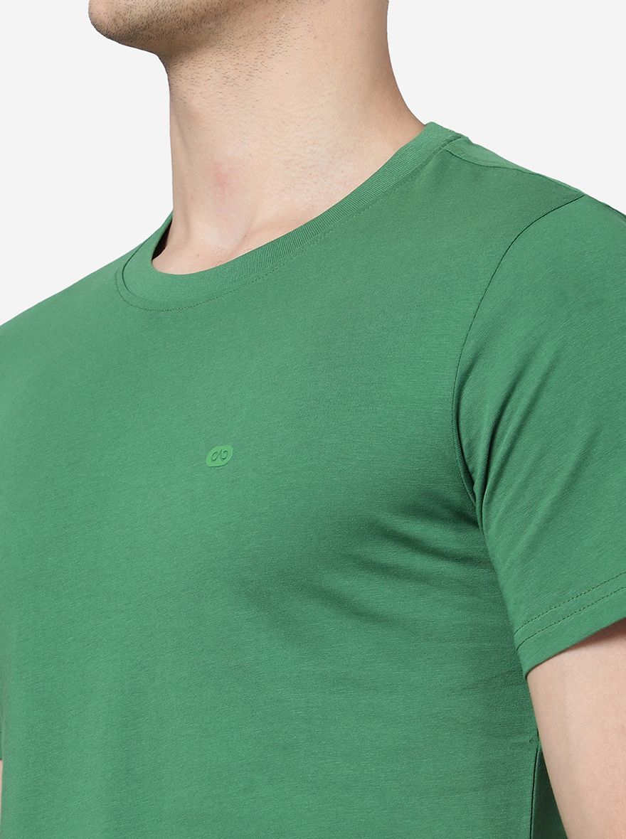 Mint Green Solid Slim Fit T-Shirt | JadeBlue