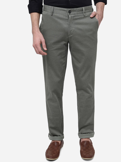 Olive Solid Uno Fit Casual Trouser | JadeBlue