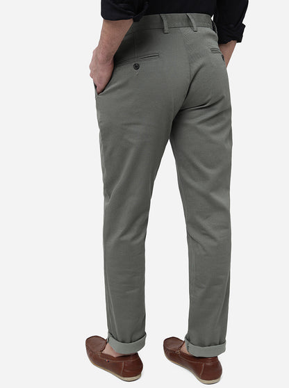 Olive Solid Uno Fit Casual Trouser | JadeBlue