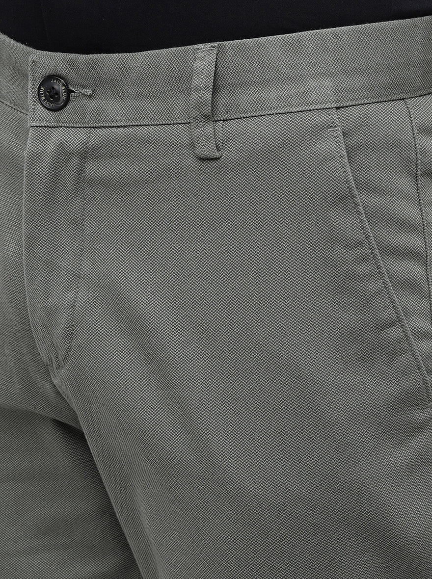 Olive Solid Uno Fit Casual Trouser | JadeBlue