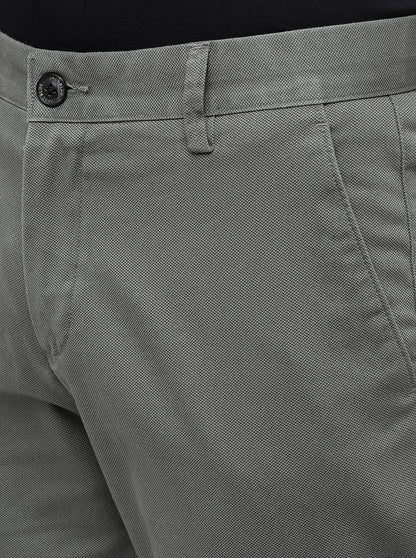 Olive Solid Uno Fit Casual Trouser | JadeBlue