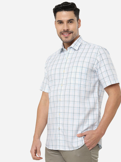 White Checked Slim Fit Casual Shirt | JadeBlue