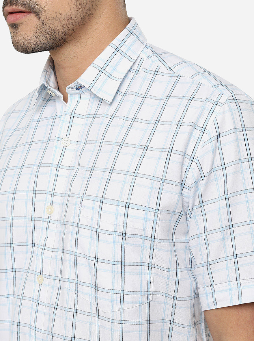 White Checked Slim Fit Casual Shirt | JadeBlue