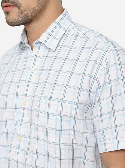 White Checked Slim Fit Casual Shirt | JadeBlue