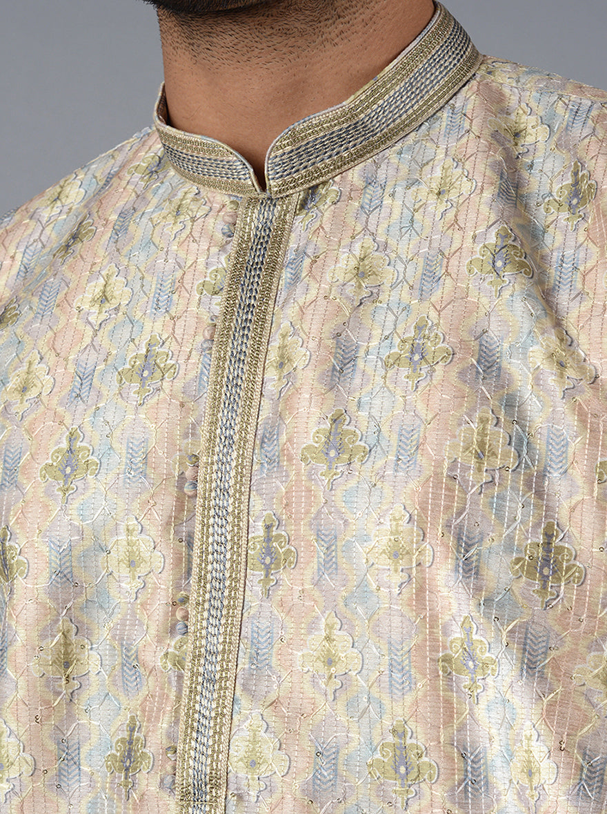 Multi Green Printed & Embroidered Regular Fit Kurta Set | TULA