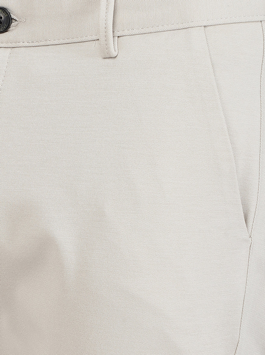 Beige Solid Slim Fit Club Wear Trouser | JB Studio