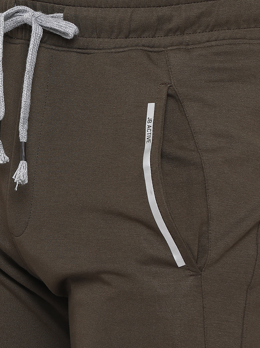 Brown Solid Regular Fit Track Pants | JadeBlue