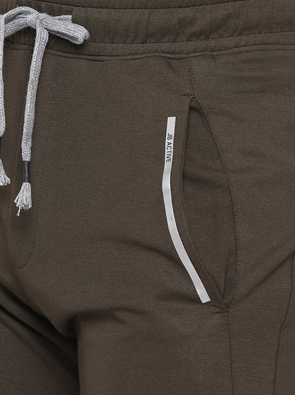 Brown Solid Regular Fit Track Pants | JadeBlue