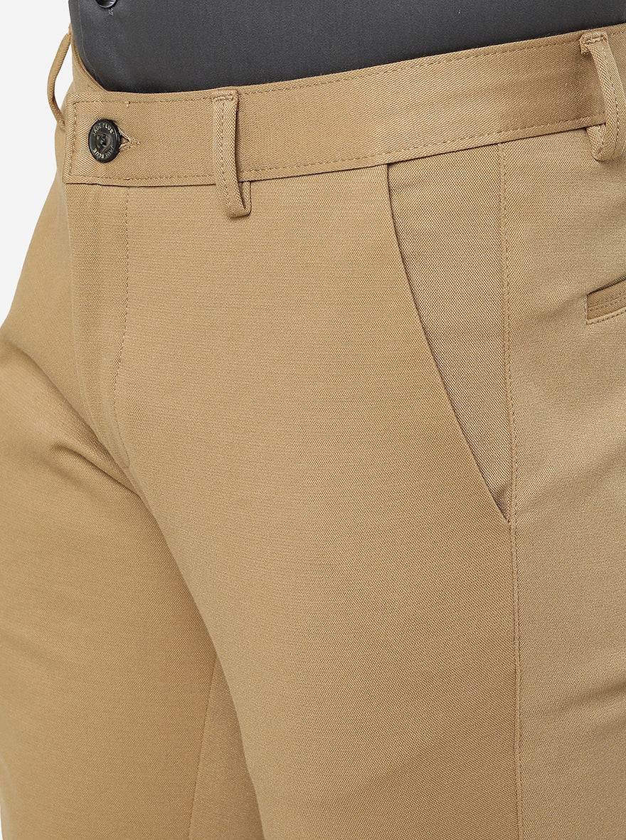 Khaki Solid Slim Fit Club Wear Trouser | JB Studio