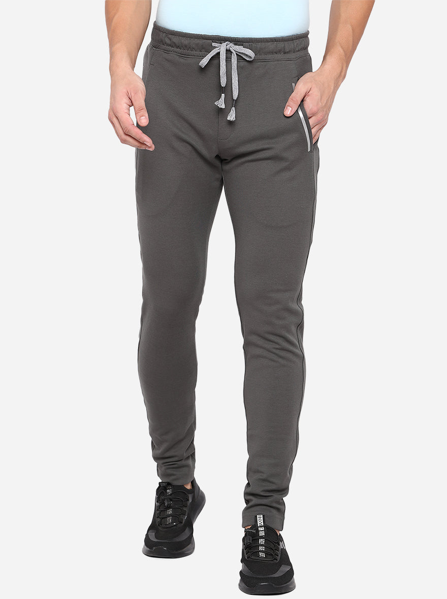 Grey Solid Regular Fit Track Pants | JadeBlue