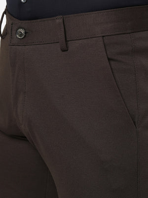 Coffee Brown Solid Slim Fit Club Wear Trouser | JB Studio