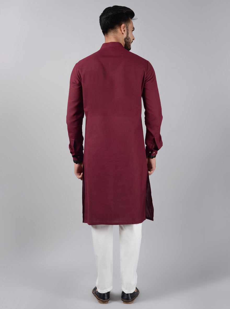 Men's Wear Wine Colour Banglori Silk Kurta Pajama And Mirror Work Nehru  Jacket | SkyCulture